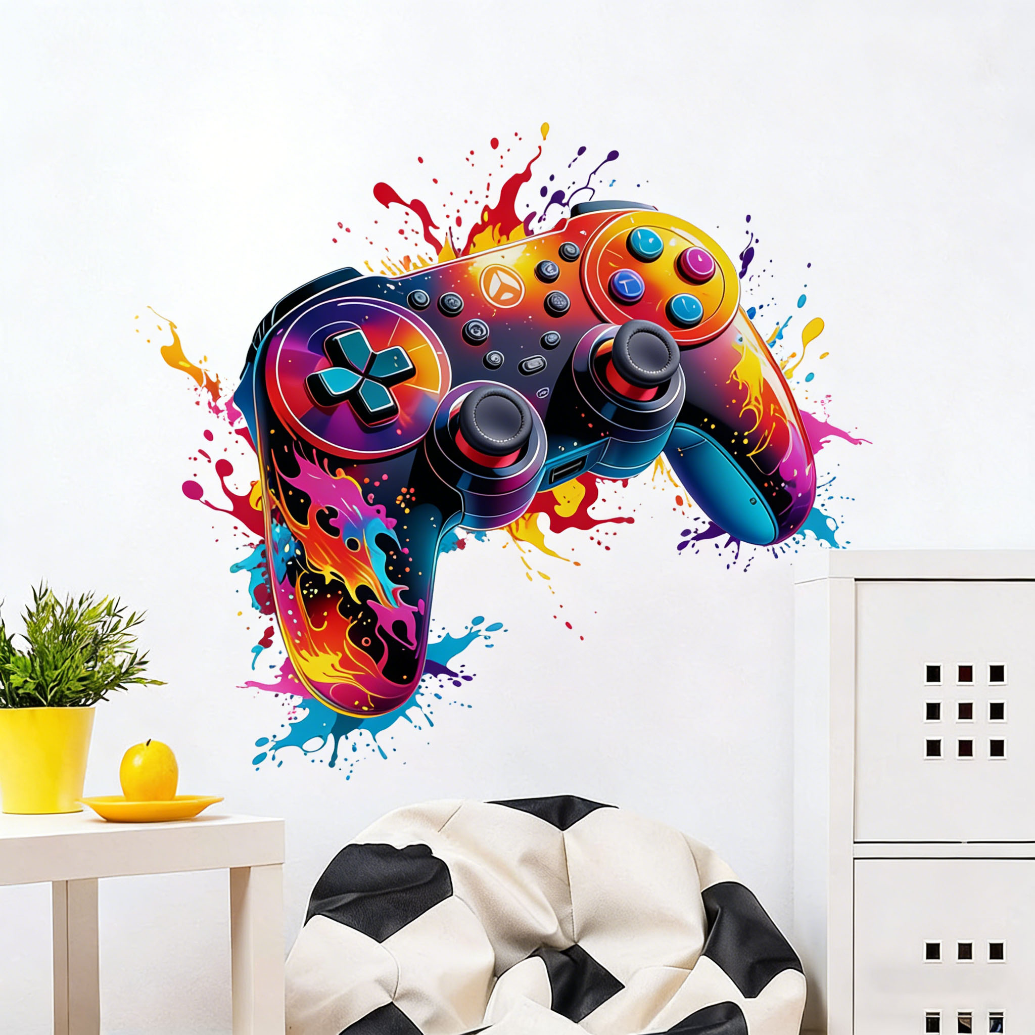 레드 플레임 게임 컨트롤러 벽 데칼 (침실 게임룸 장식 - Gaming Console Wallpaper 리뷰 및 가격
