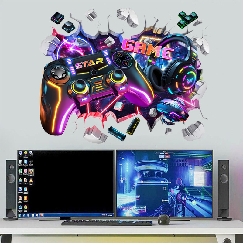 대형 멋진 게임 컨트롤러 그래피티 벽 구멍 아트 비닐  - Gaming Console Wallpaper 리뷰 및 가격