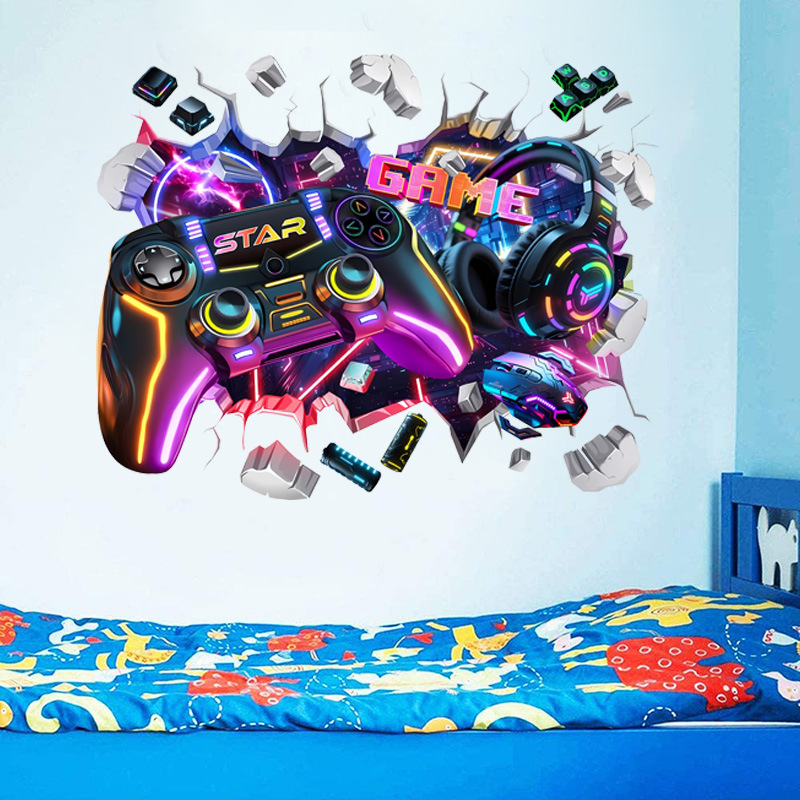 대형 멋진 게임 컨트롤러 그래피티 벽 구멍 아트 비닐  - Gaming Console Wallpaper 리뷰 및 가격
